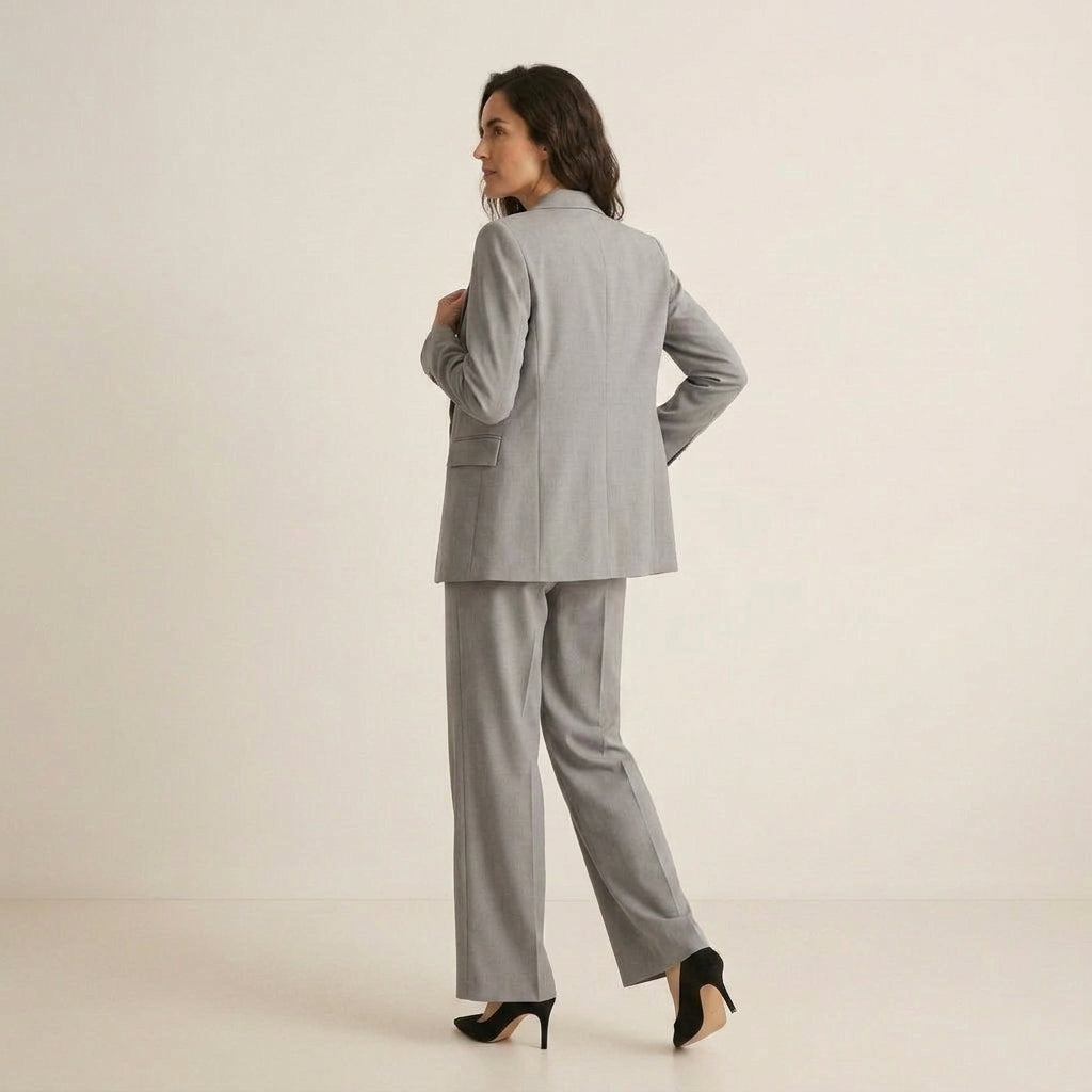 Conjunto Blazer Botón Pantalón Recto para Mujer