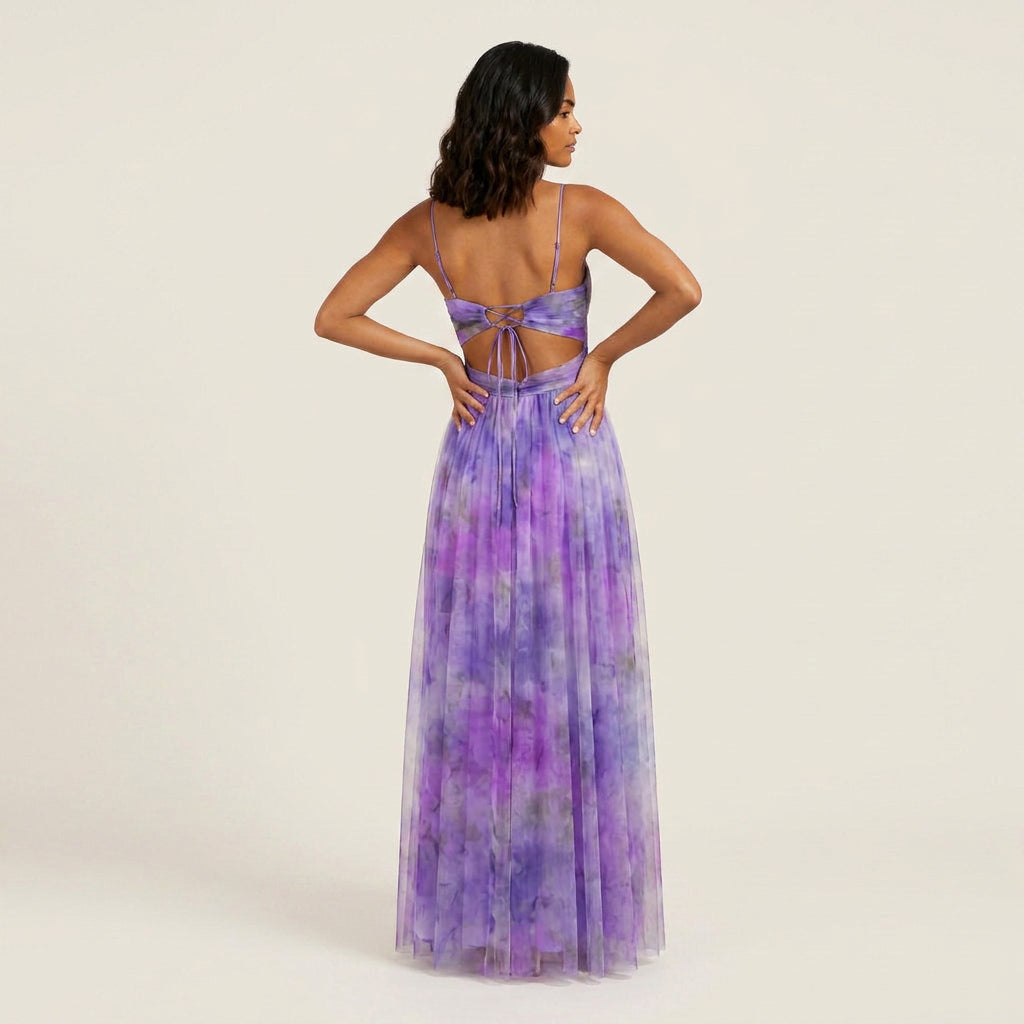 Vestido Largo Estampado Acuarela Tirantes Finos para Mujer
