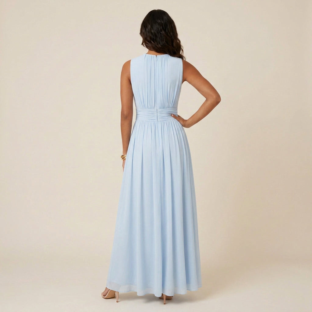 Vestido Largo Efecto Gasa sin Mangas para Mujer