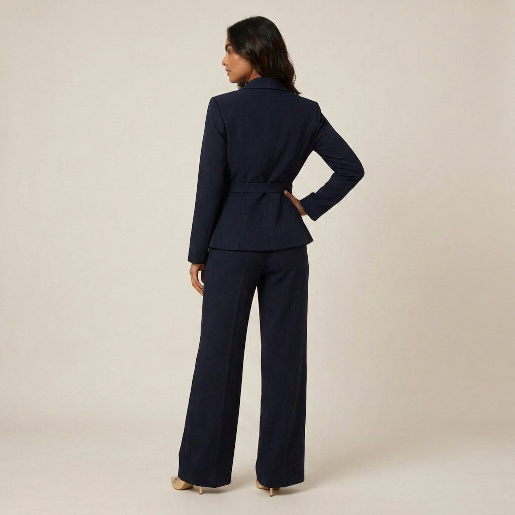 Conjunto Blazer Asimétrico y Pantalón Ancho para Mujer