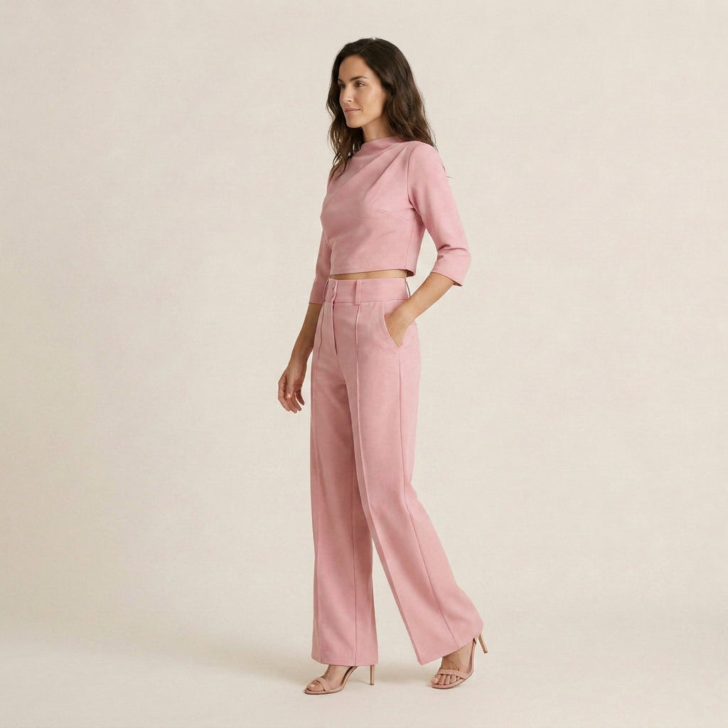 Conjunto Top Corto y Pantalón Ancho para Mujer