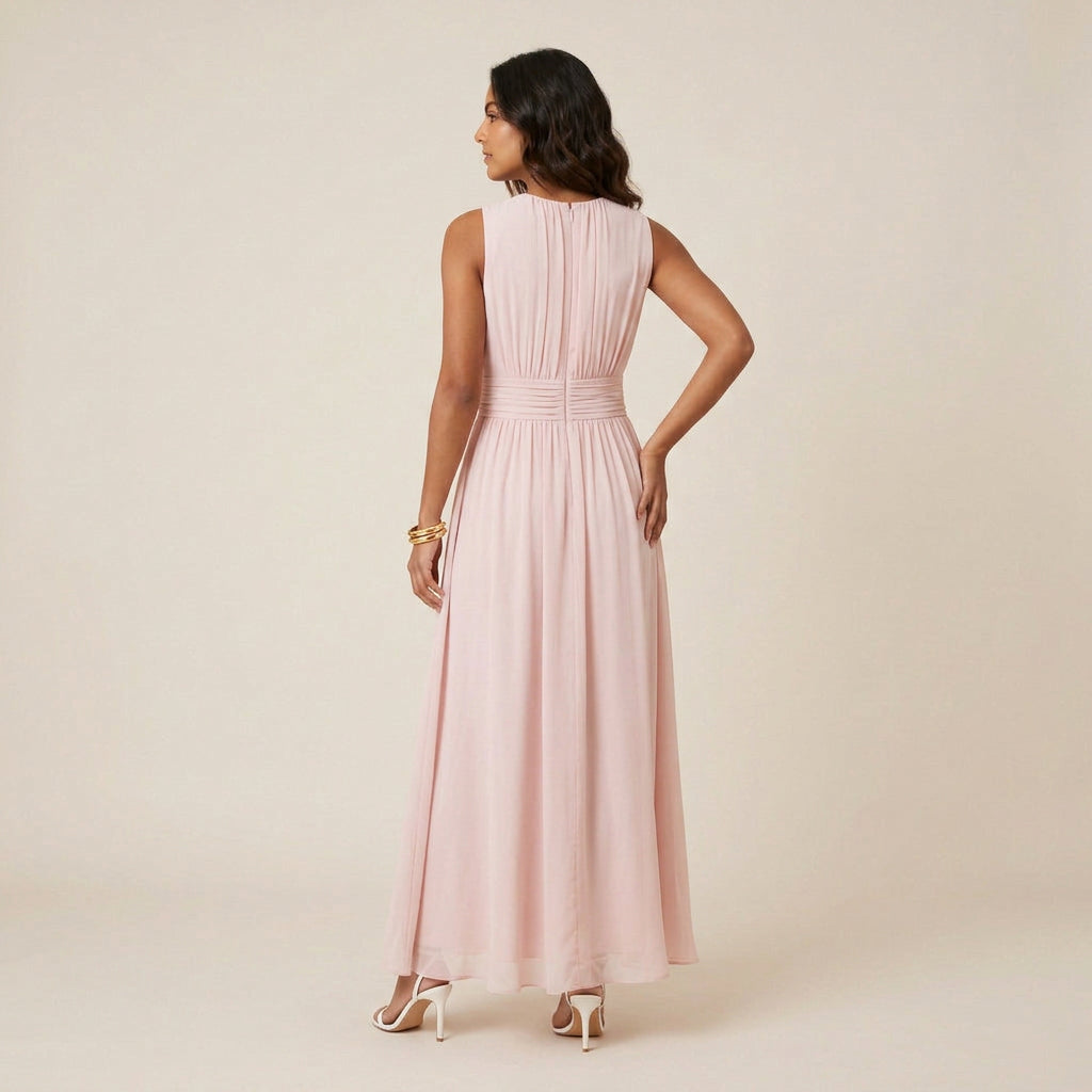 Vestido Largo Efecto Gasa sin Mangas para Mujer