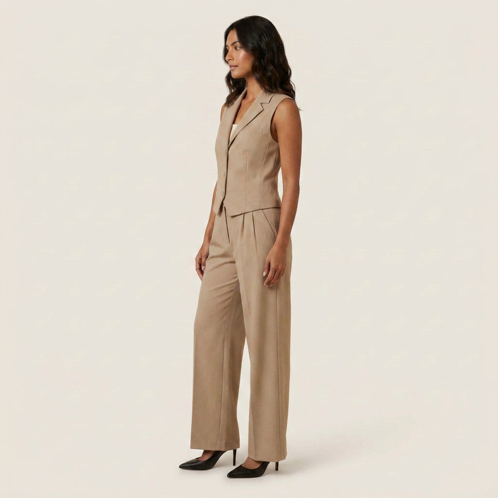 Conjunto de Chaleco y Pantalón Ancho para Mujer