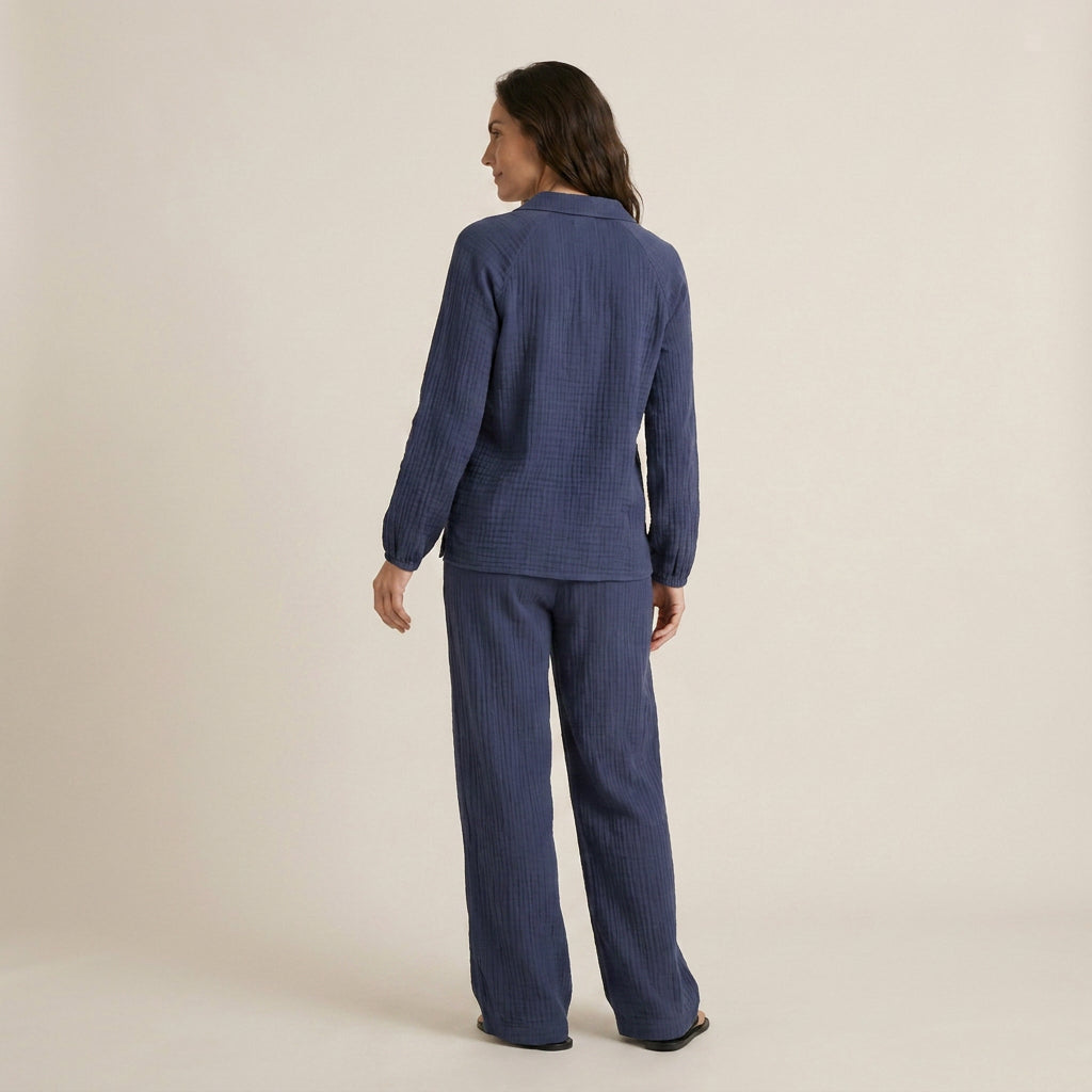 Conjunto de Blusa y Pantalón Efecto Gasa para Mujer