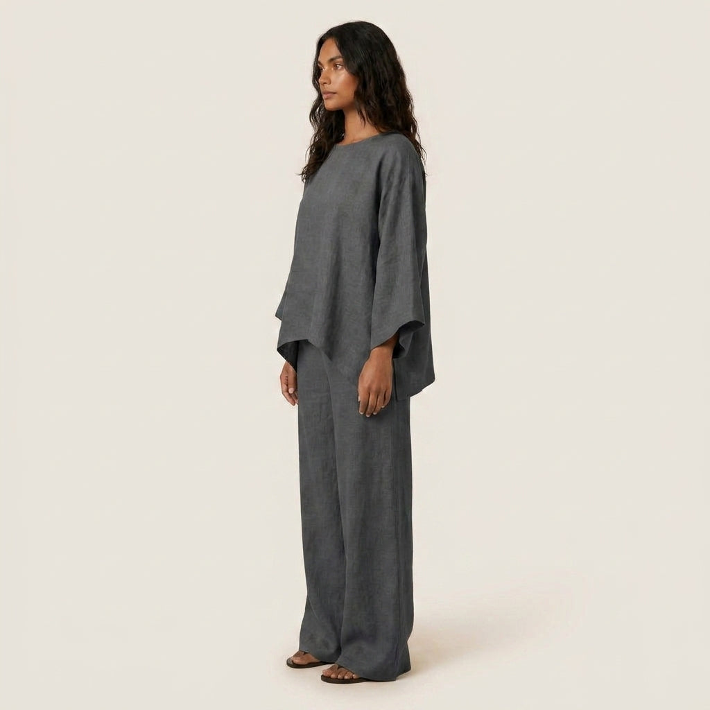 Conjunto Efecto Lino Top y Pantalón para Mujer