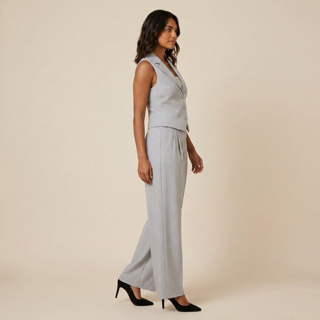 Conjunto de Chaleco y Pantalón Ancho para Mujer