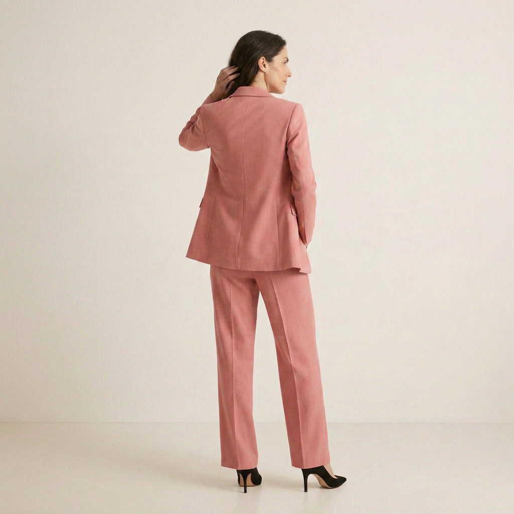 Conjunto Blazer Botón Pantalón Recto para Mujer