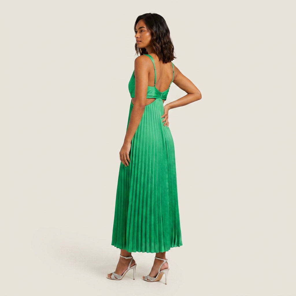 Vestido Fiesta Falda Plisada Cintura Descubierta para Mujer