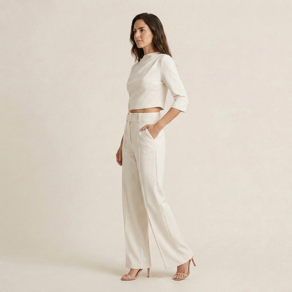 Conjunto Top Corto y Pantalón Ancho para Mujer