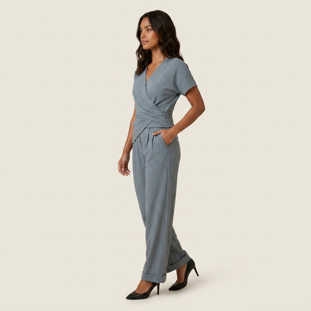Conjunto Blusa Cruzada y Pantalón para Mujer