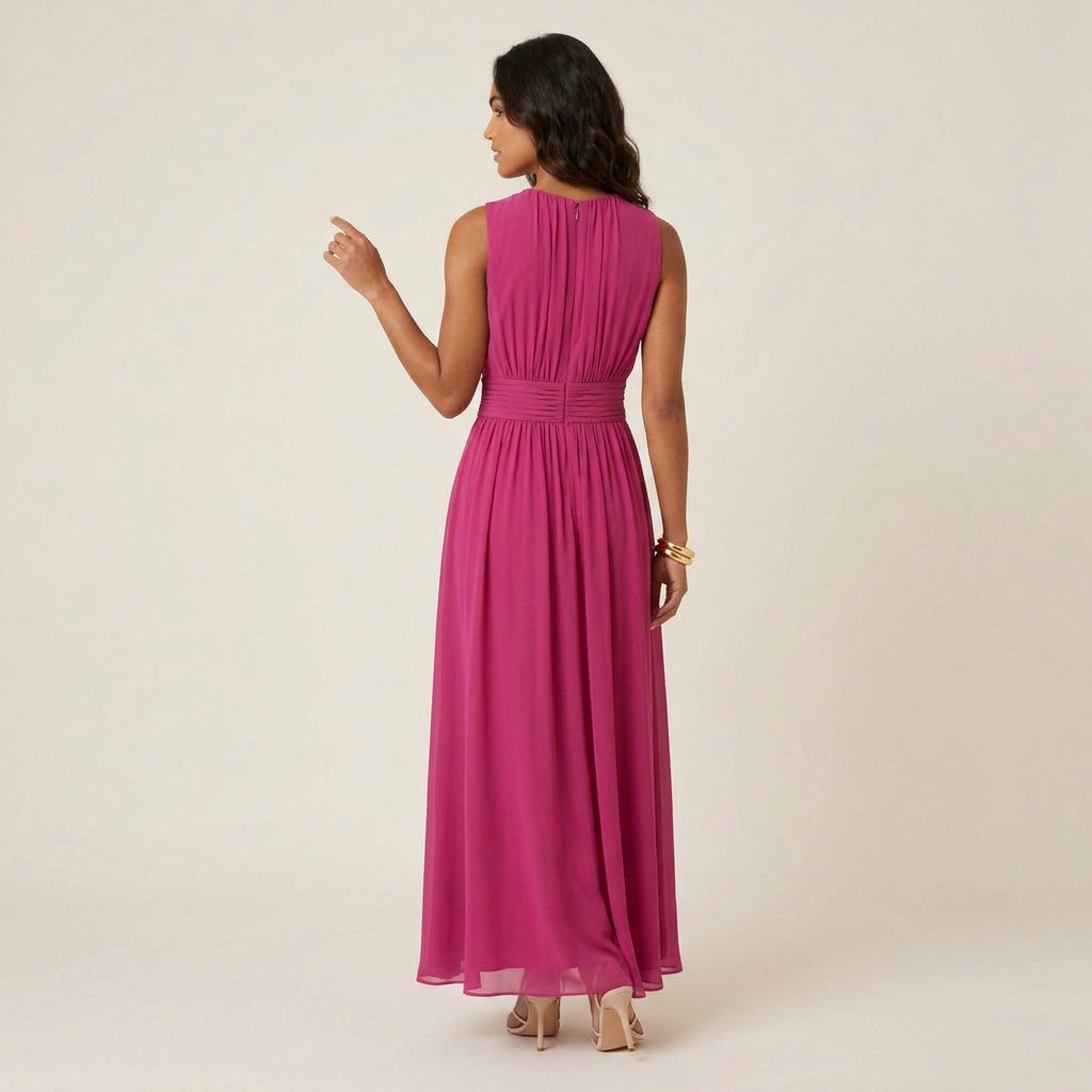 Vestido Largo Efecto Gasa sin Mangas para Mujer