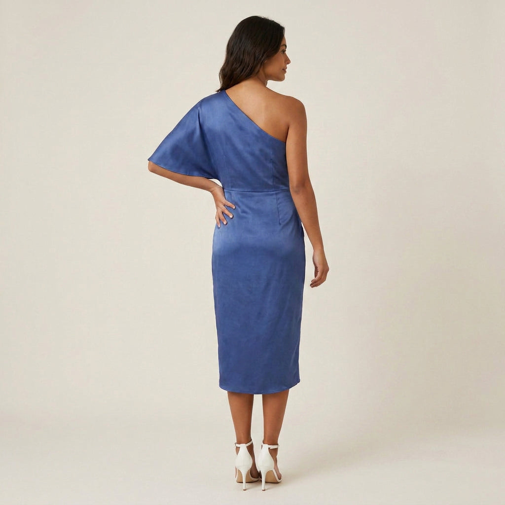 Vestido de Fiesta Efecto Satén Drapeado para Mujer