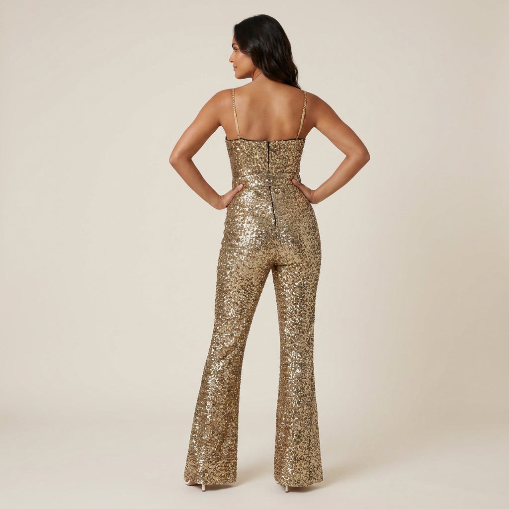 Mono Largo de Lentejuelas con Cuerpo Corsetero para Mujer