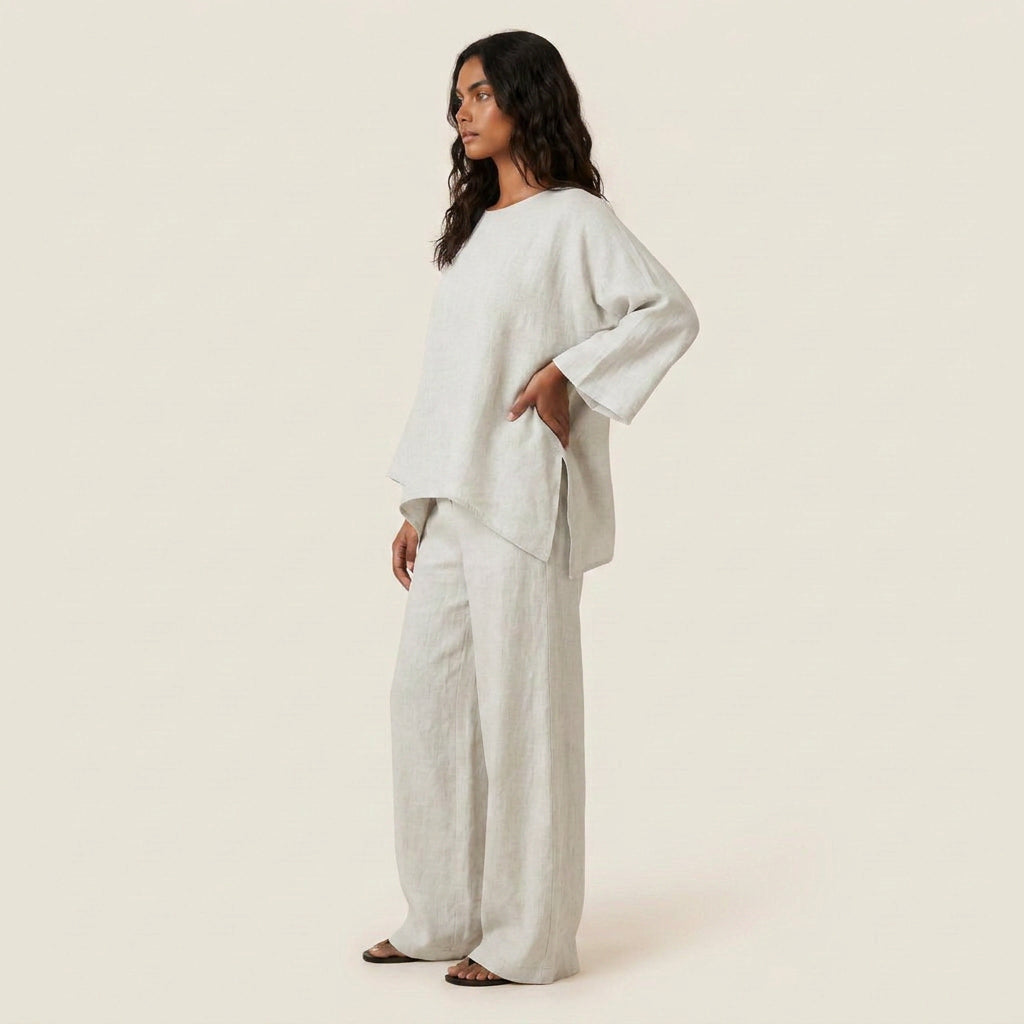 Conjunto Efecto Lino Top y Pantalón para Mujer
