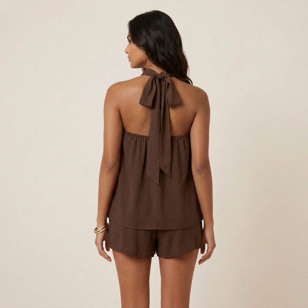 Mono Corto de Verano con Cuello Halter para Mujer