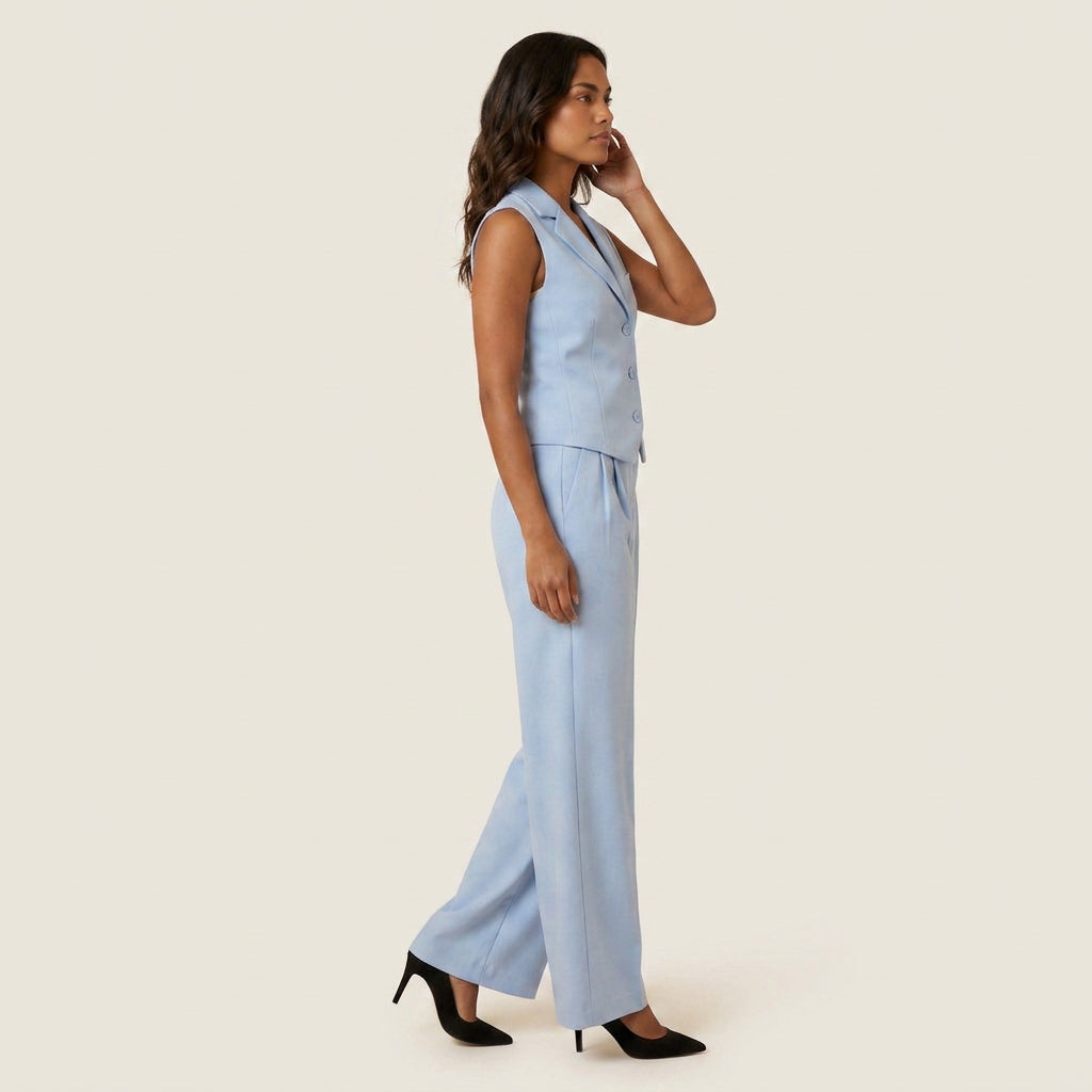 Conjunto de Chaleco y Pantalón Ancho para Mujer