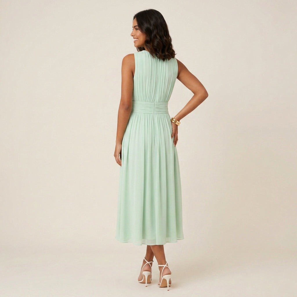 Vestido Largo Efecto Gasa sin Mangas para Mujer