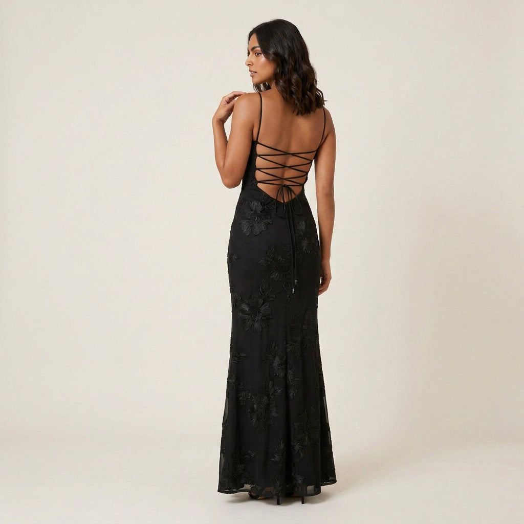 Vestido Largo Jacquard Floral Corsetero para Mujer