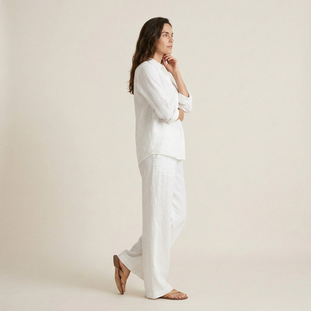 Conjunto Efecto Lino Camisa y Pantalón para Mujer