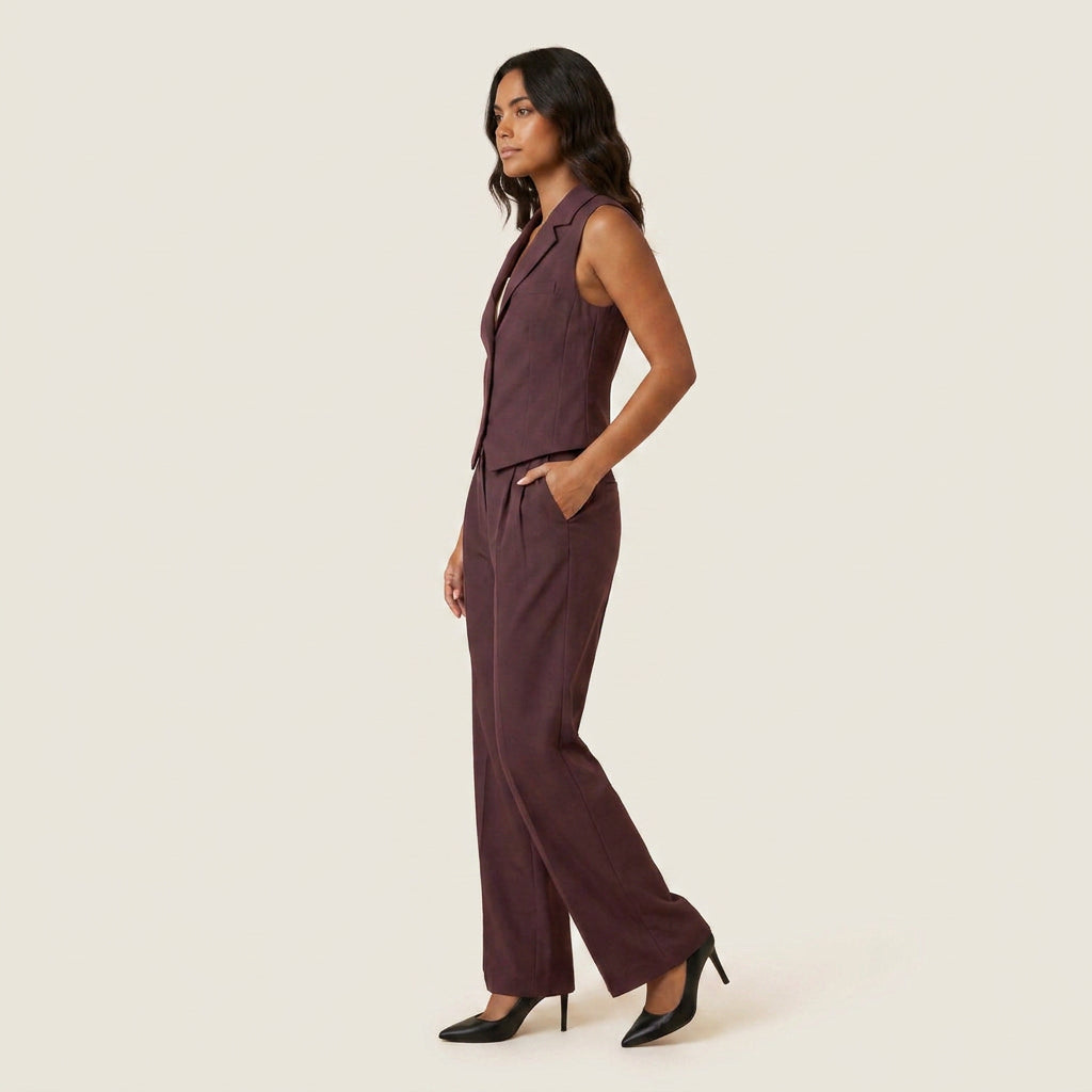 Conjunto de Chaleco y Pantalón Ancho para Mujer