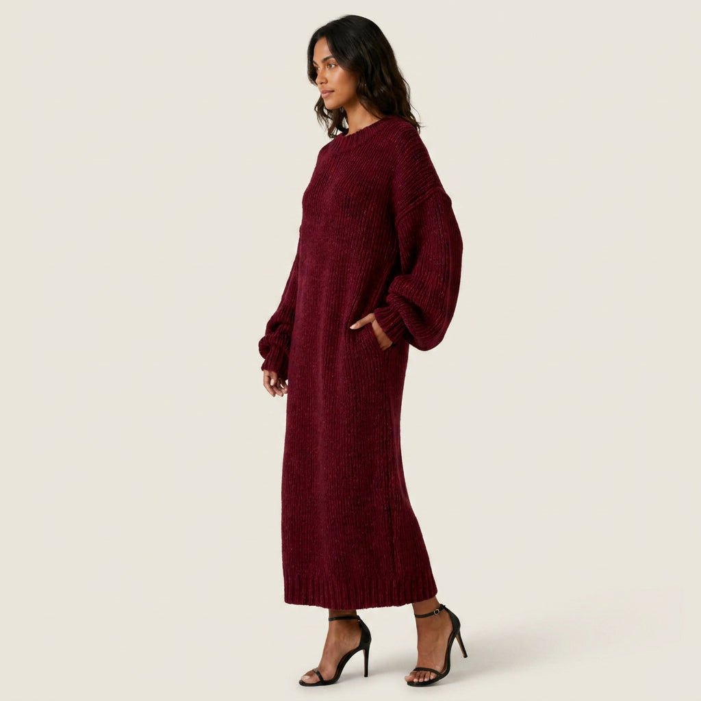 Vestido Largo De Punto Grueso Oversize para Mujer