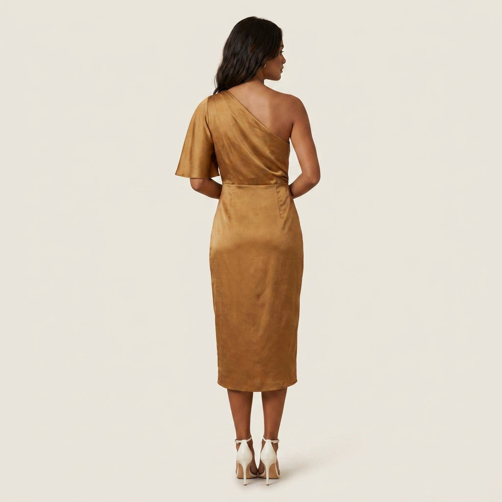 Vestido de Fiesta Efecto Satén Drapeado para Mujer