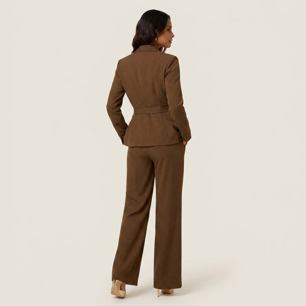 Conjunto Blazer Asimétrico y Pantalón Ancho para Mujer