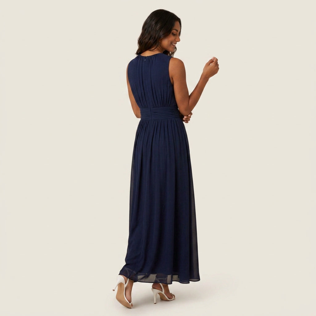 Vestido Largo Efecto Gasa sin Mangas para Mujer