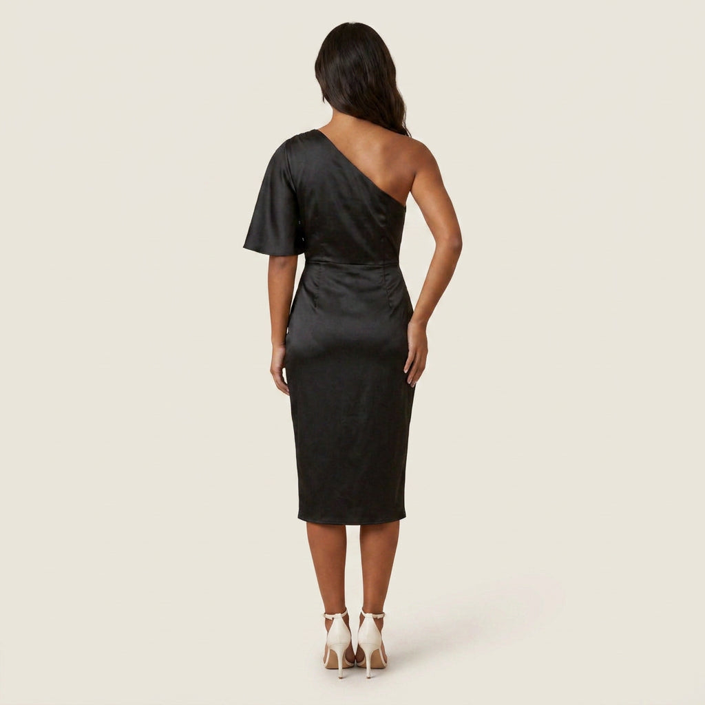 Vestido de Fiesta Efecto Satén Drapeado para Mujer