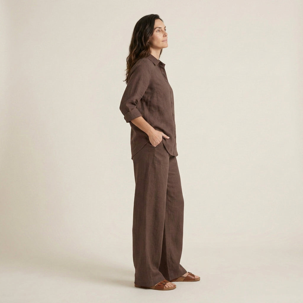 Conjunto Efecto Lino Camisa y Pantalón para Mujer