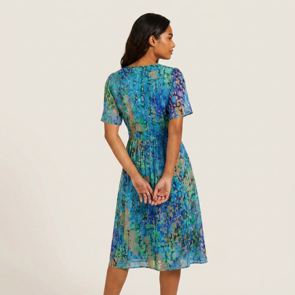 Vestido Cruzado Estampado Floral Bajo Asimétrico para Mujer