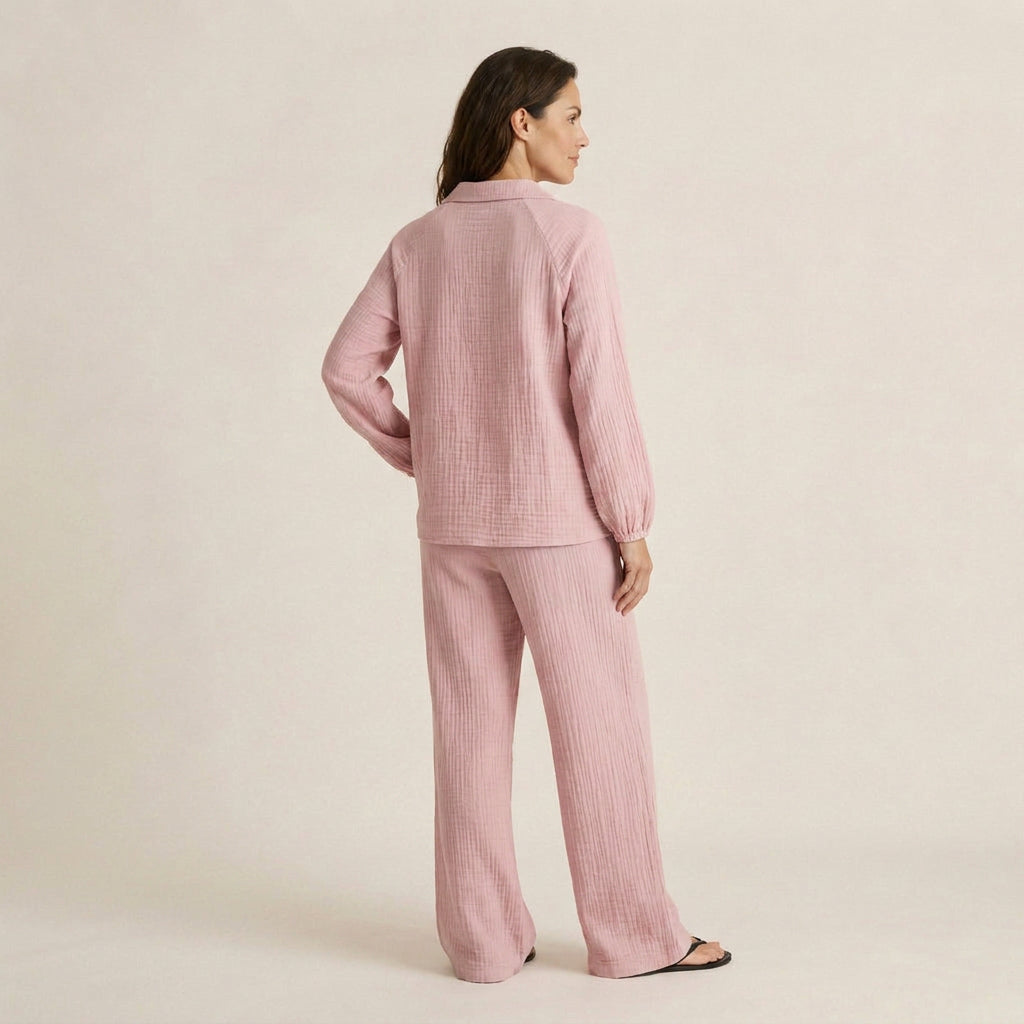 Conjunto de Blusa y Pantalón Efecto Gasa para Mujer