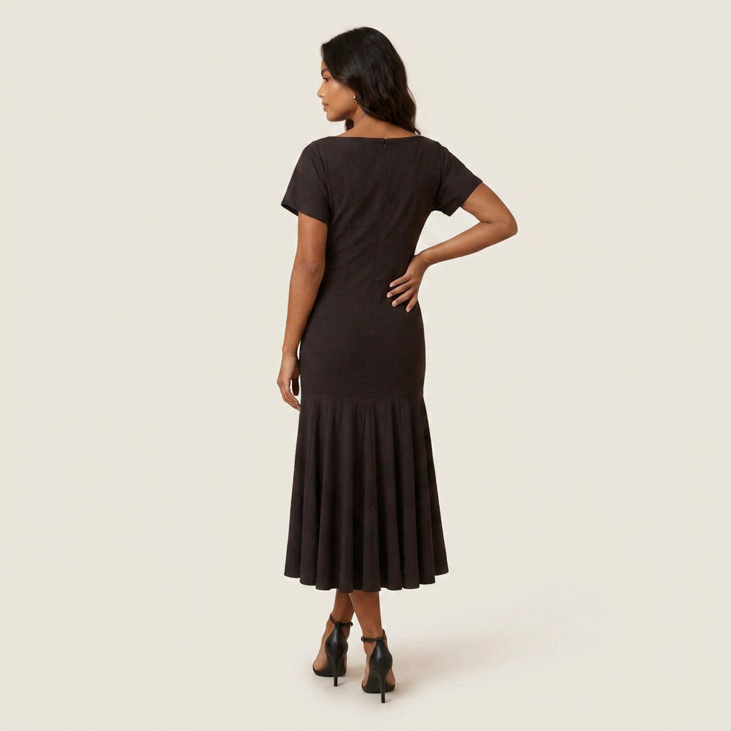 Vestido Midi de Cóctel con Falda de Vuelo para Mujer