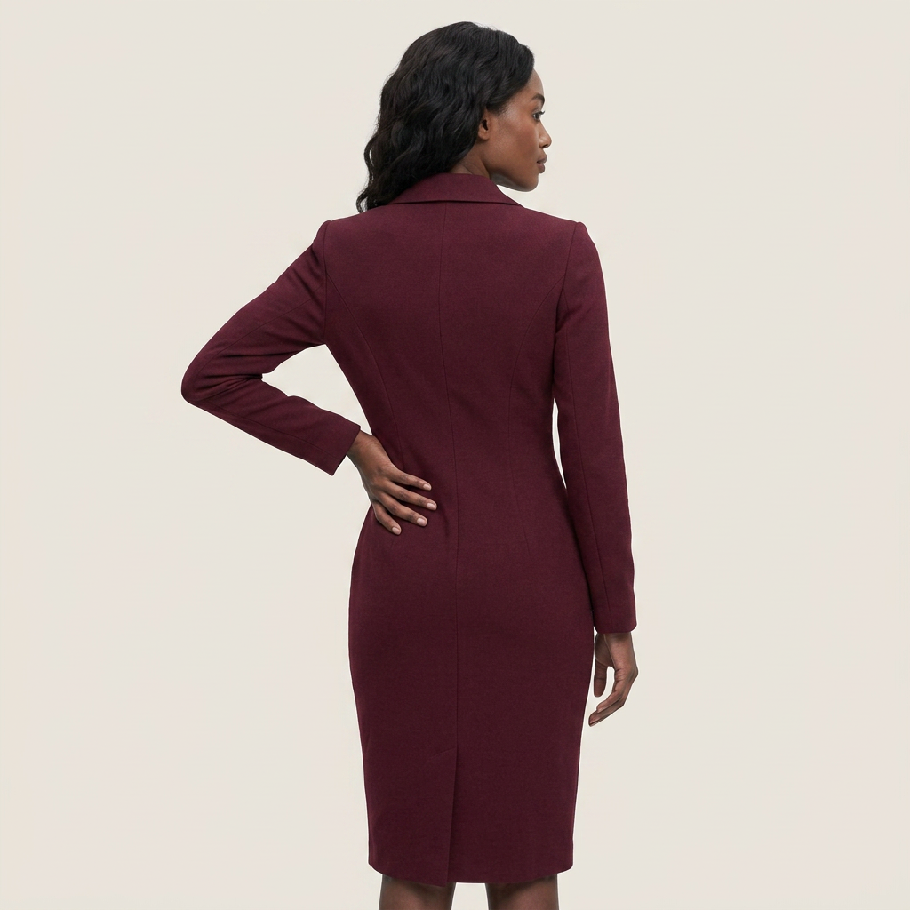 Vestido Blazer Midi Solapas Entallado Botones para Mujer
