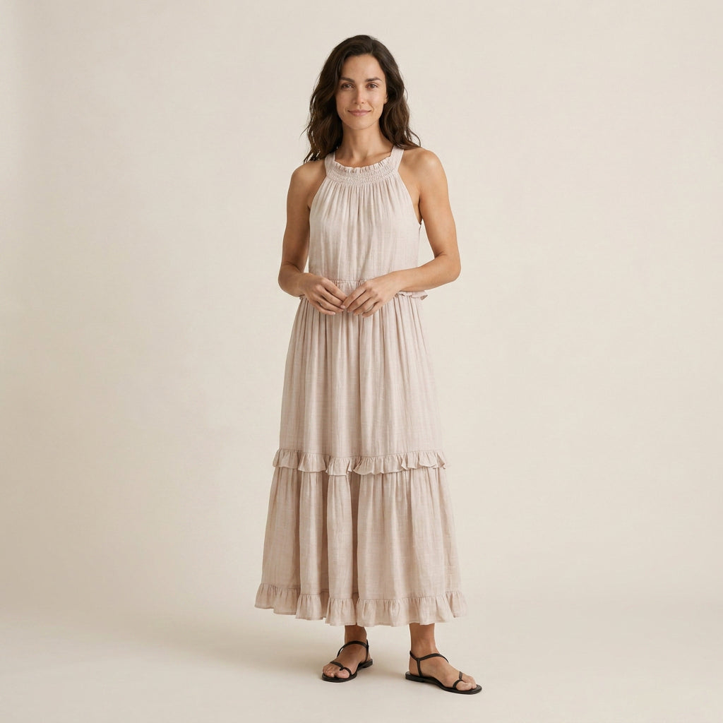 Vestido Largo de Verano con Volantes para Mujer