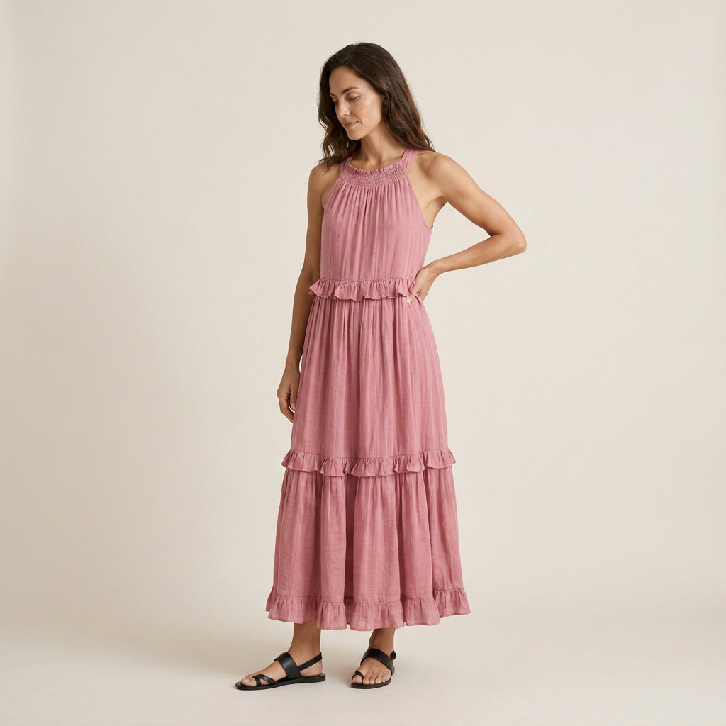 Vestido Largo de Verano con Volantes para Mujer