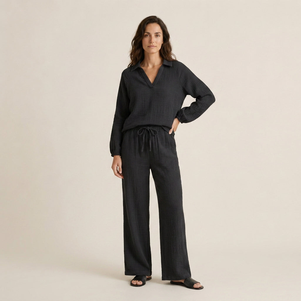Conjunto de Blusa y Pantalón Efecto Gasa para Mujer
