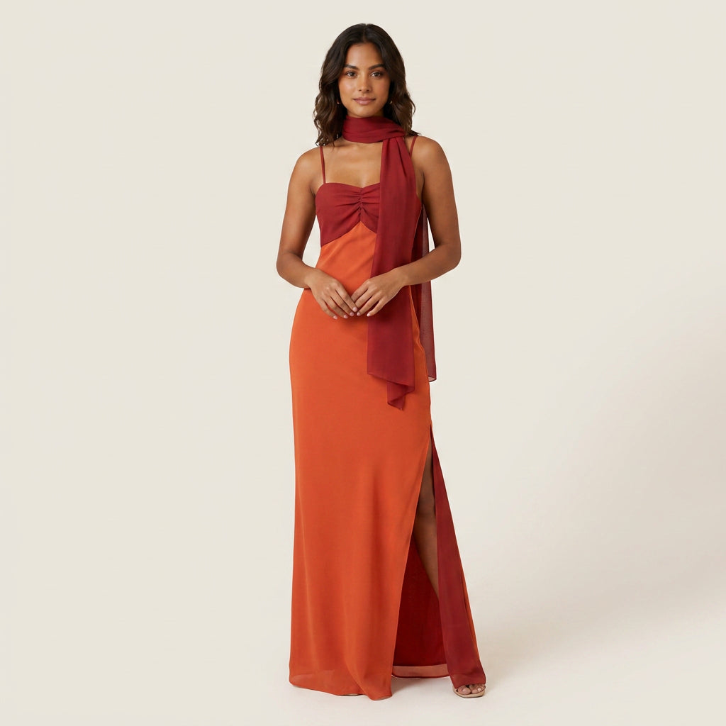 Vestido Midi de Bustier con Stola para Mujer