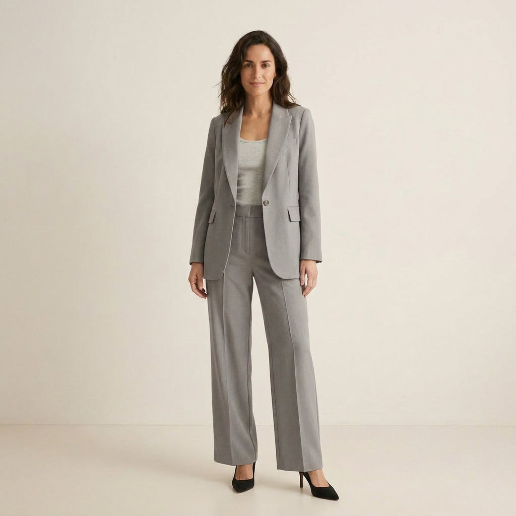 Conjunto Blazer Botón Pantalón Recto para Mujer