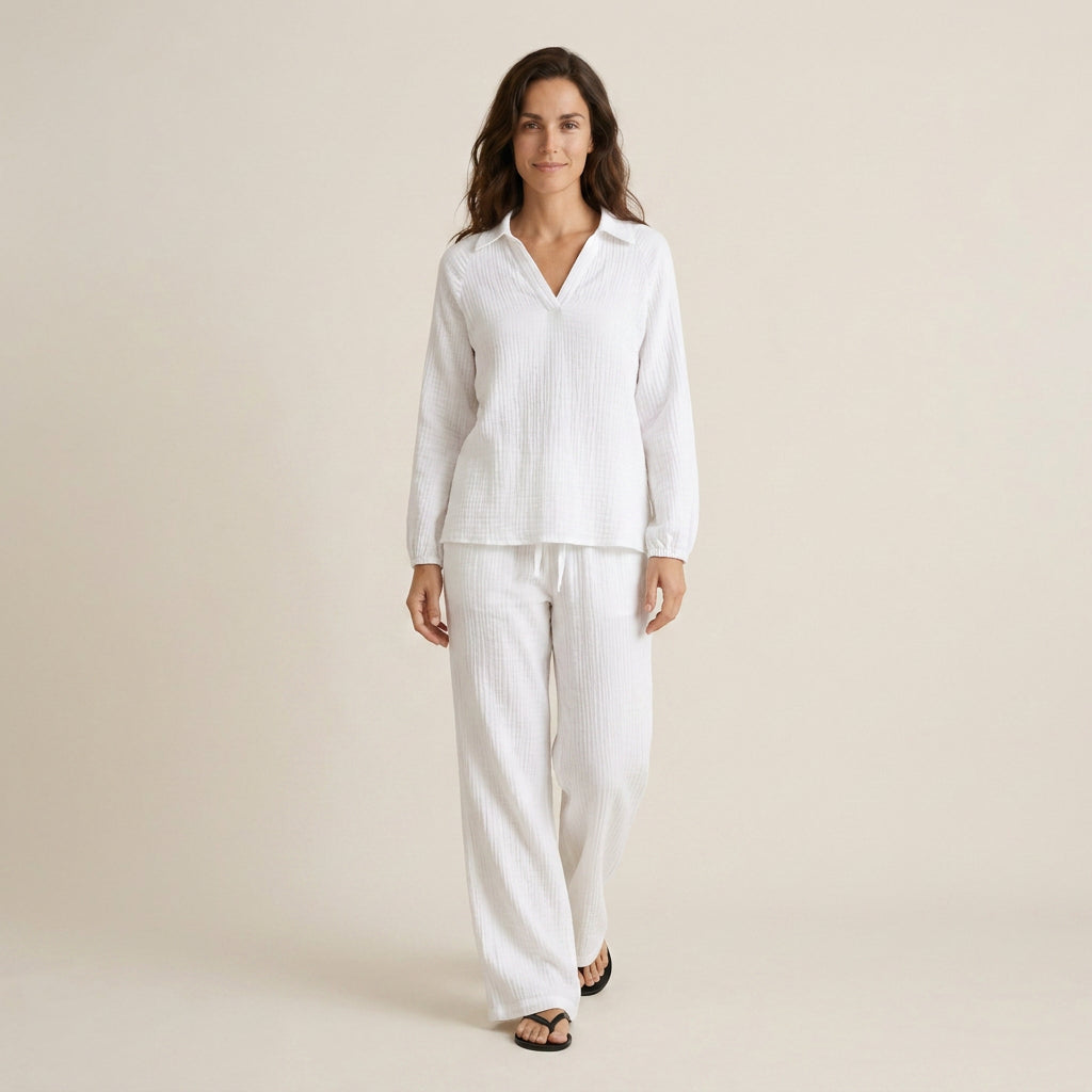 Conjunto de Blusa y Pantalón Efecto Gasa para Mujer