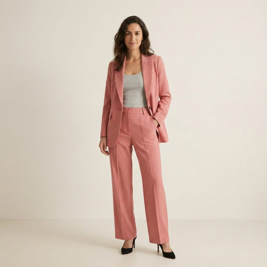 Conjunto Blazer Botón Pantalón Recto para Mujer