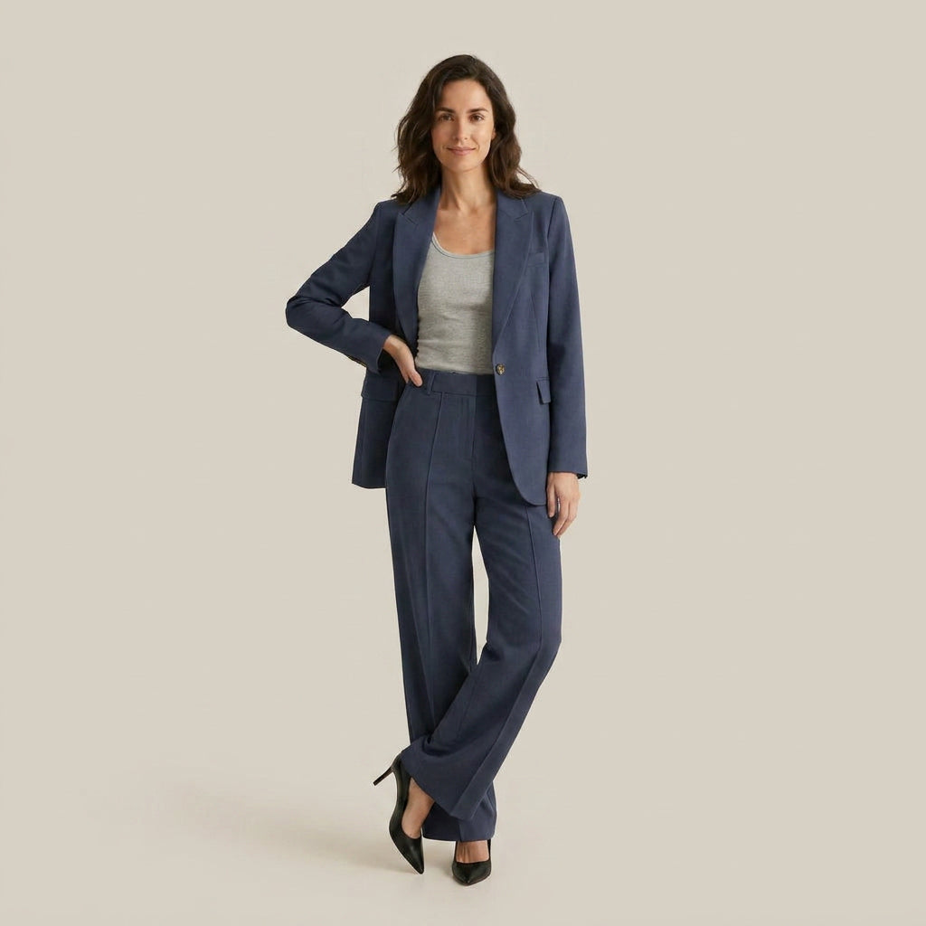 Conjunto Blazer Botón Pantalón Recto para Mujer