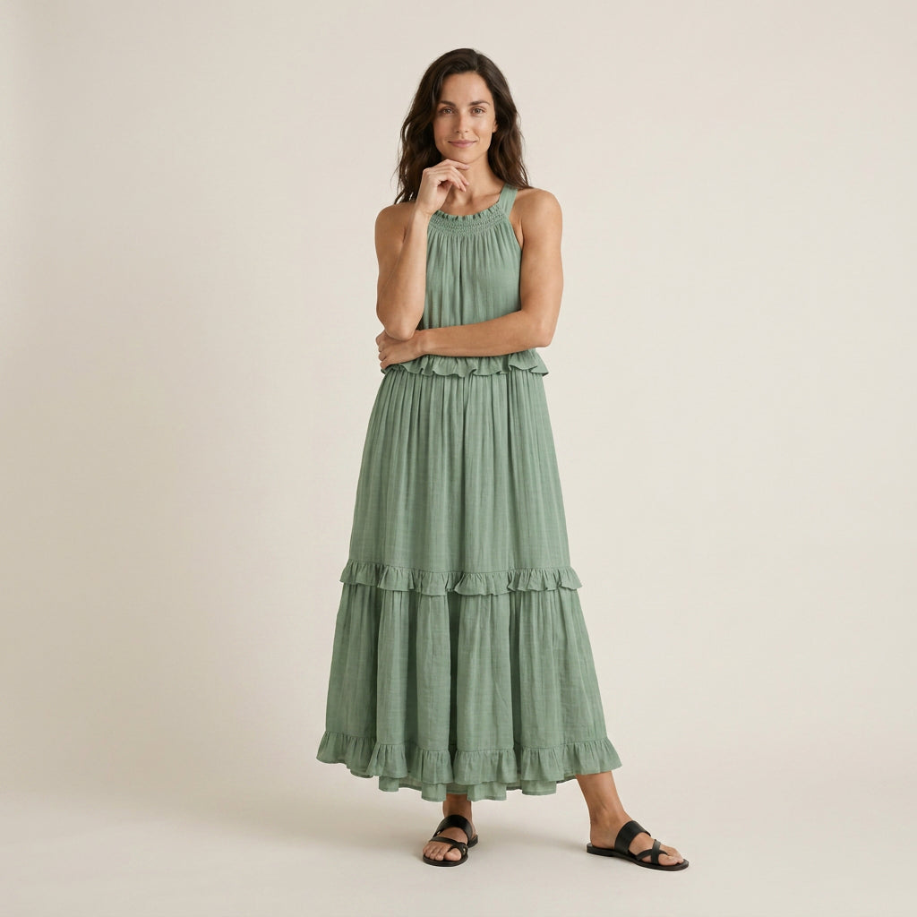 Vestido Largo de Verano con Volantes para Mujer