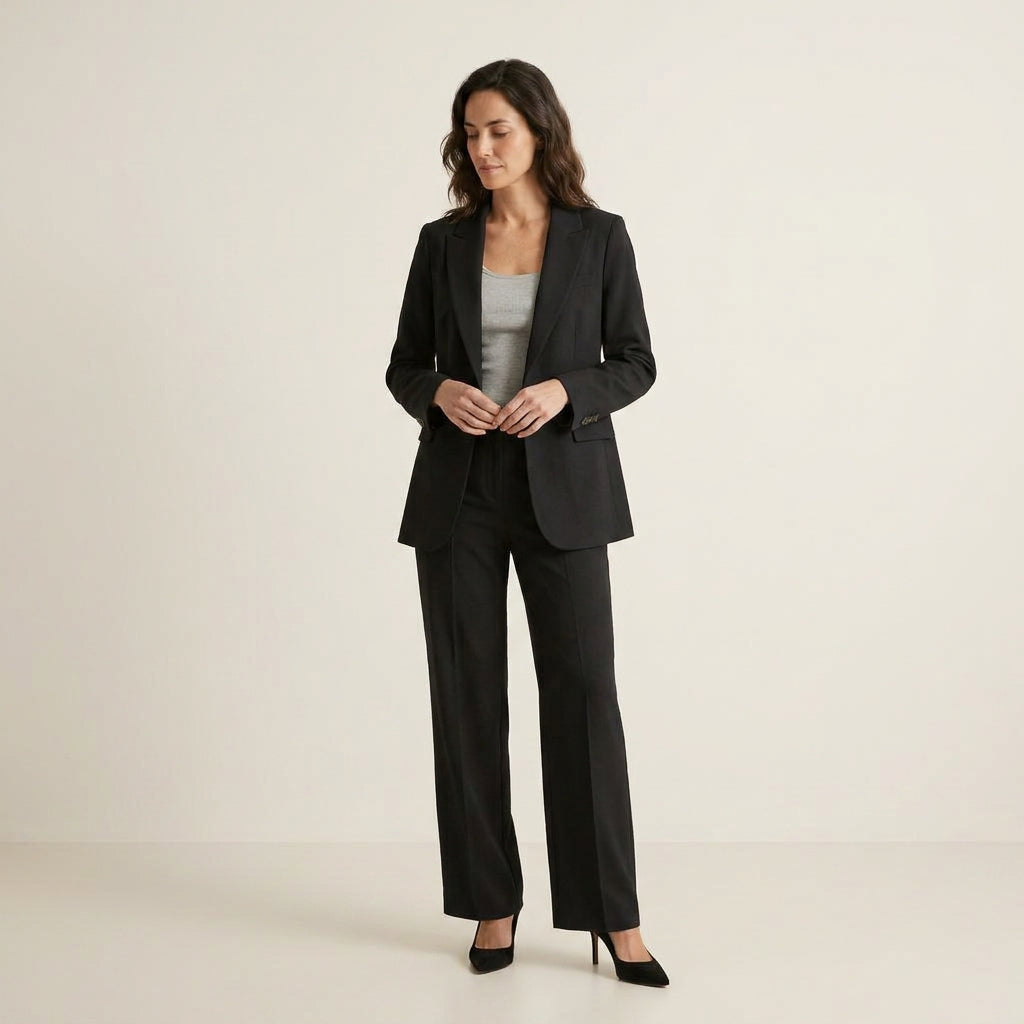Conjunto Blazer Botón Pantalón Recto para Mujer