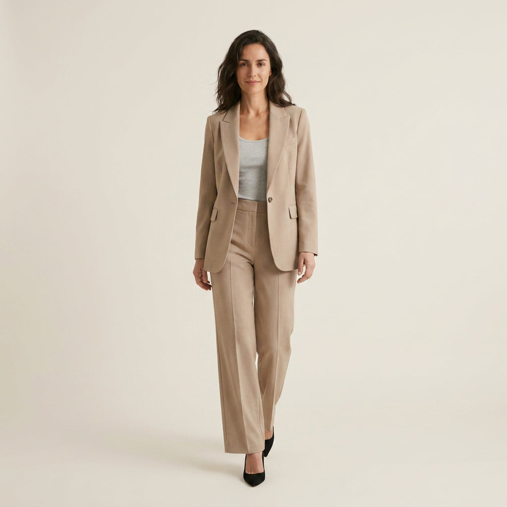 Conjunto Blazer Botón Pantalón Recto para Mujer