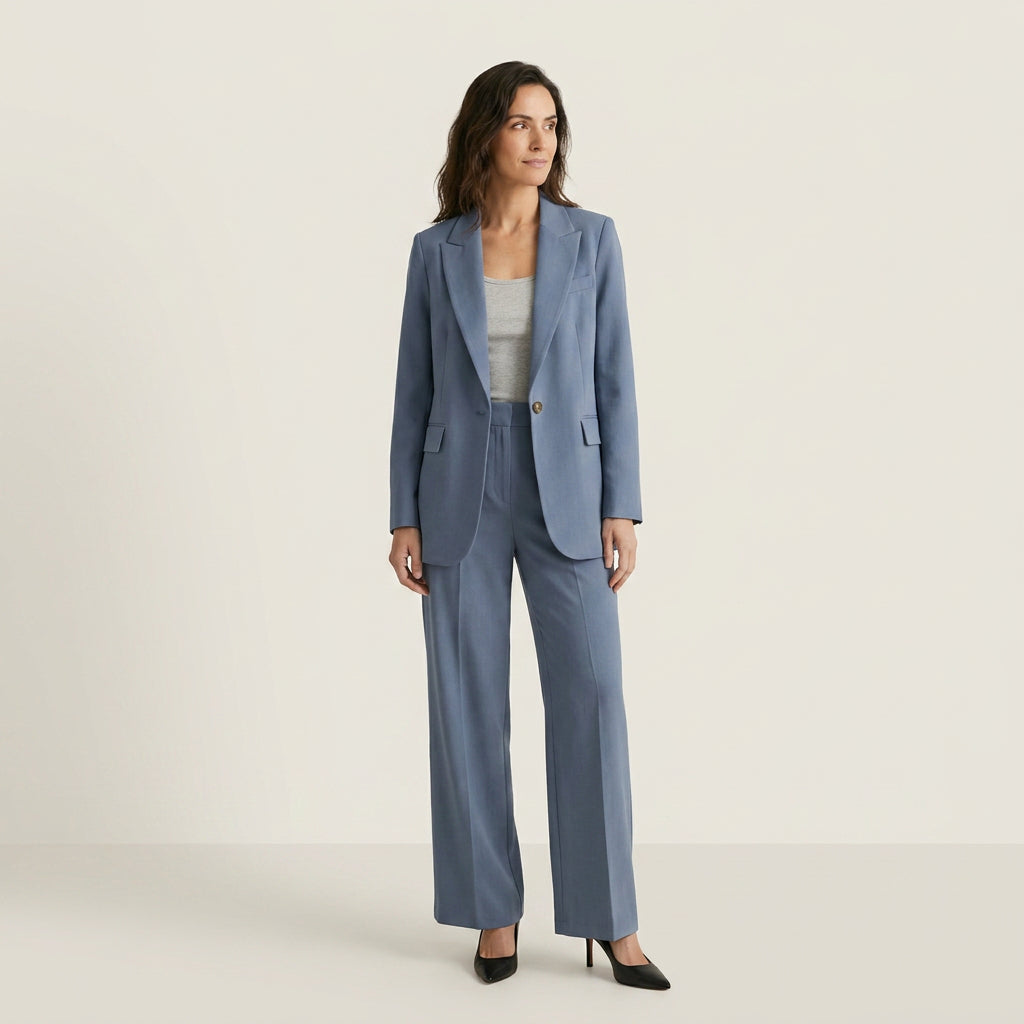Conjunto Blazer Botón Pantalón Recto para Mujer