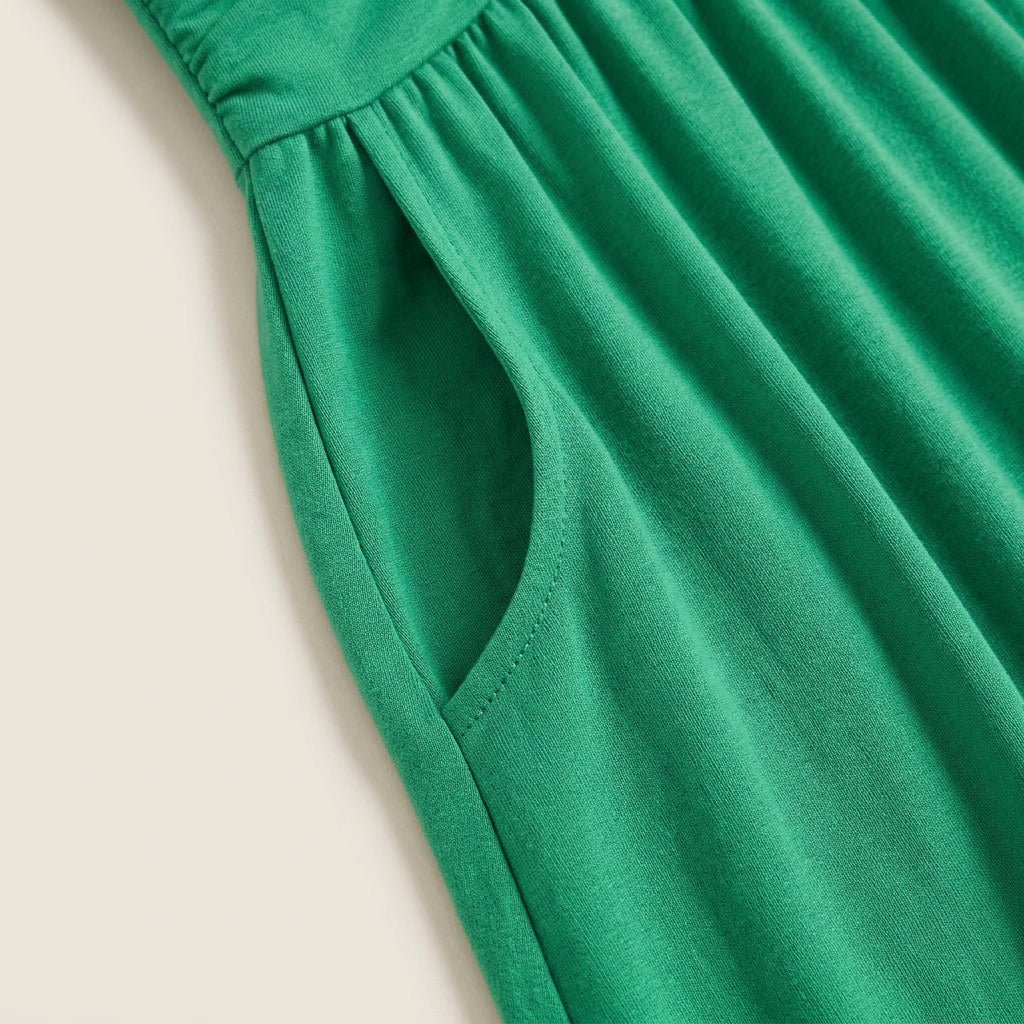 Vestido Midi Escote Trenzado Manga Corta para Mujer