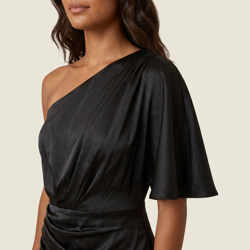 Vestido de Fiesta Efecto Satén Drapeado para Mujer