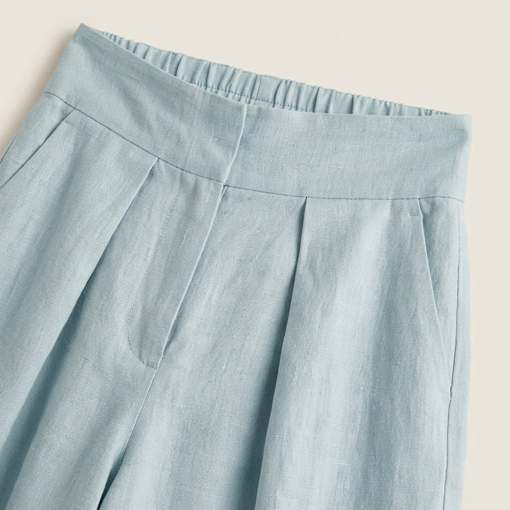 Conjunto Efecto Lino Top y Pantalón Ancho para Mujer