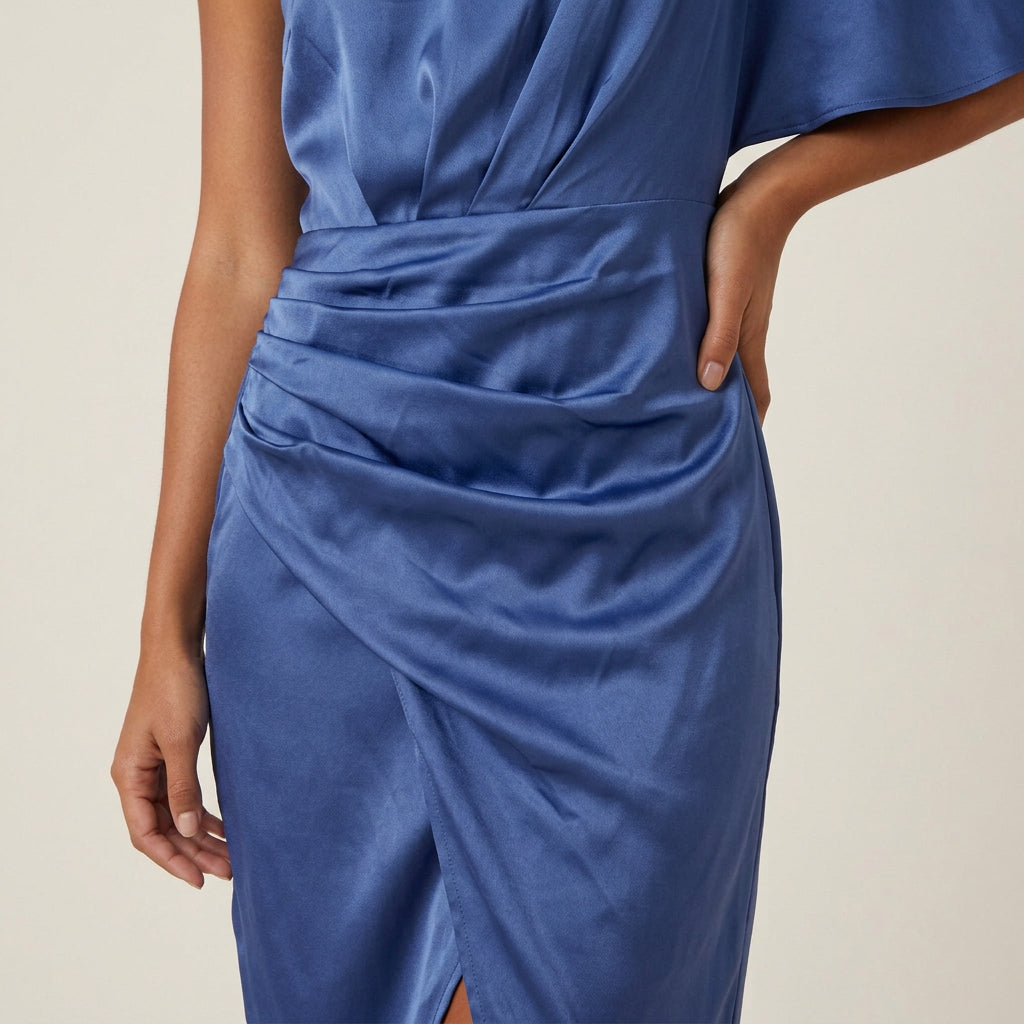 Vestido de Fiesta Efecto Satén Drapeado para Mujer